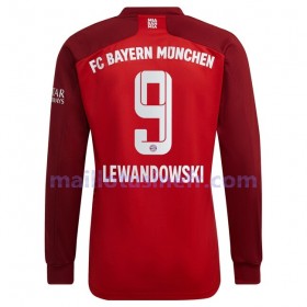 Maillot de Foot FC Bayern Munich Robert Lewandowski 9 Domicile 2021-22 Manches Longues